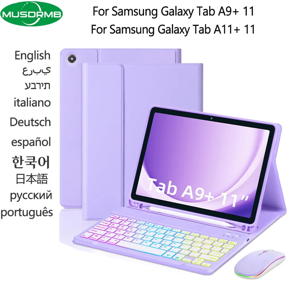 

Case with Keyboard Mouse for Samsung Galaxy Tab A9 A11 Plus A9+ X210 A11+ X230 11inch Pu Leather Cover Detachable Keyboard