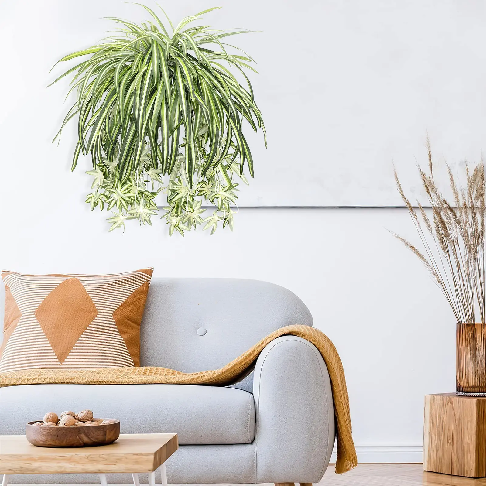 1pc künstliche Pflanzen hängen Chlor ophytum Kunststoff gefälschte Pflanze Grün für Zimmer Home Yard Wand dekoration Garten dekoration im Freien – Detail 4