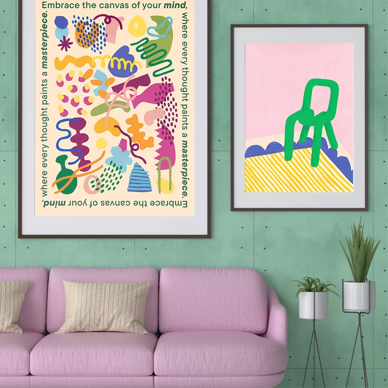 Chair Colorful Dreams Gallery Wall Abstract Art Masterpiece Print Poster Canvas Painting Decoration Pictures Living Room Luxury