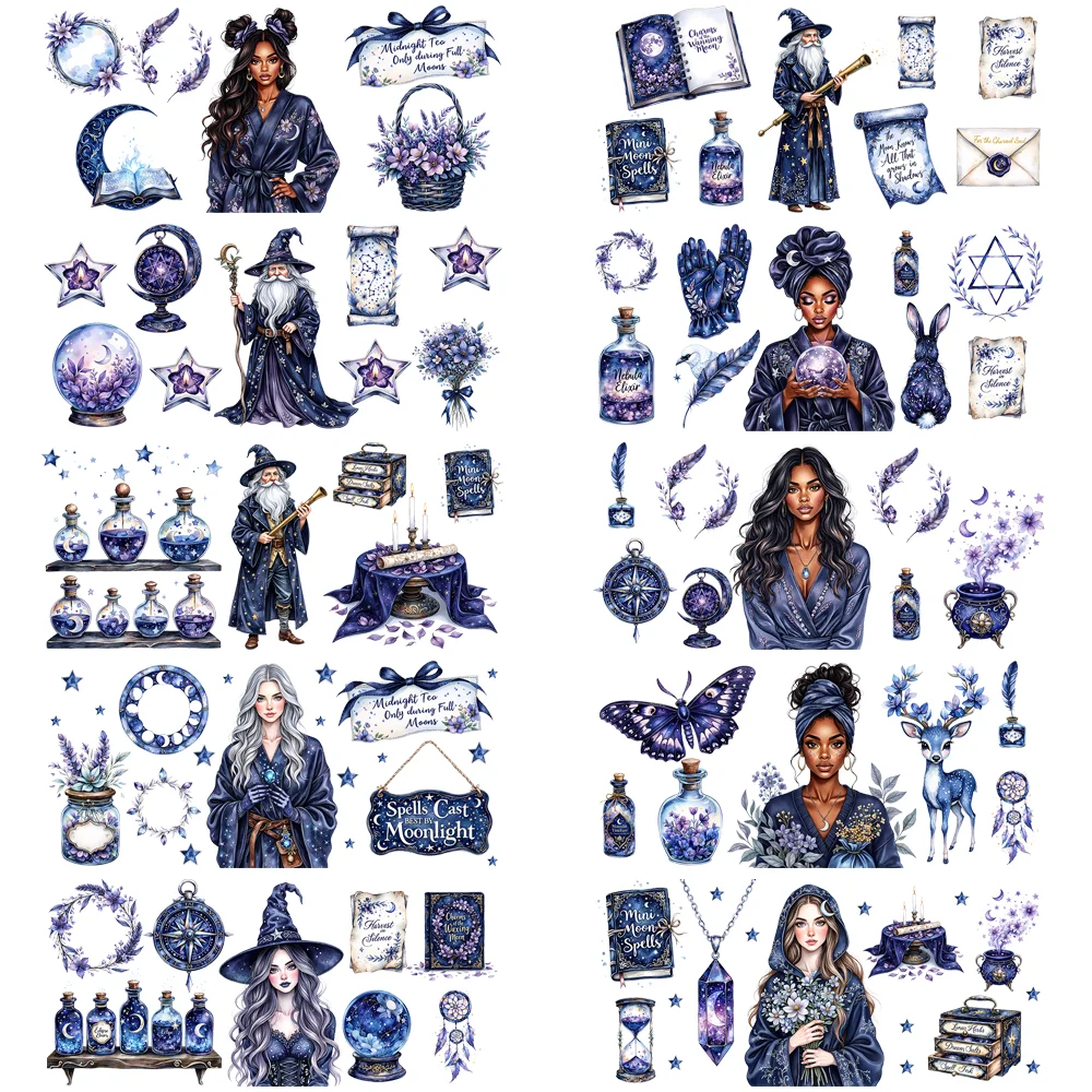 

Moonlight spells girl Series easy peel waterproof DIY decoration decals 3D transfers uvdtf sticker 16oz uv dtf cup wraps