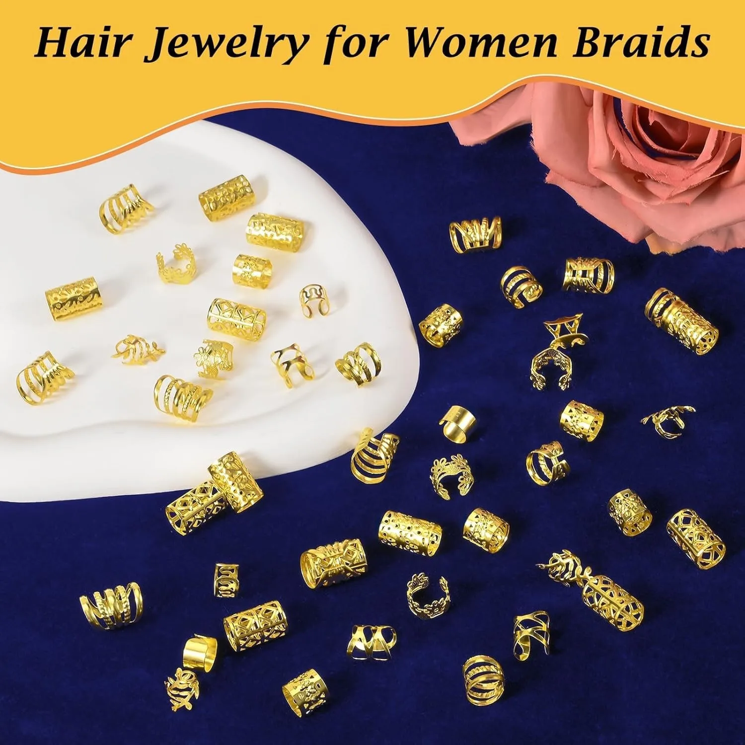 

Premium 100 Count Dreadlocks Decoration Kit for DIY Braid Hair Ring Extension Fashion Set