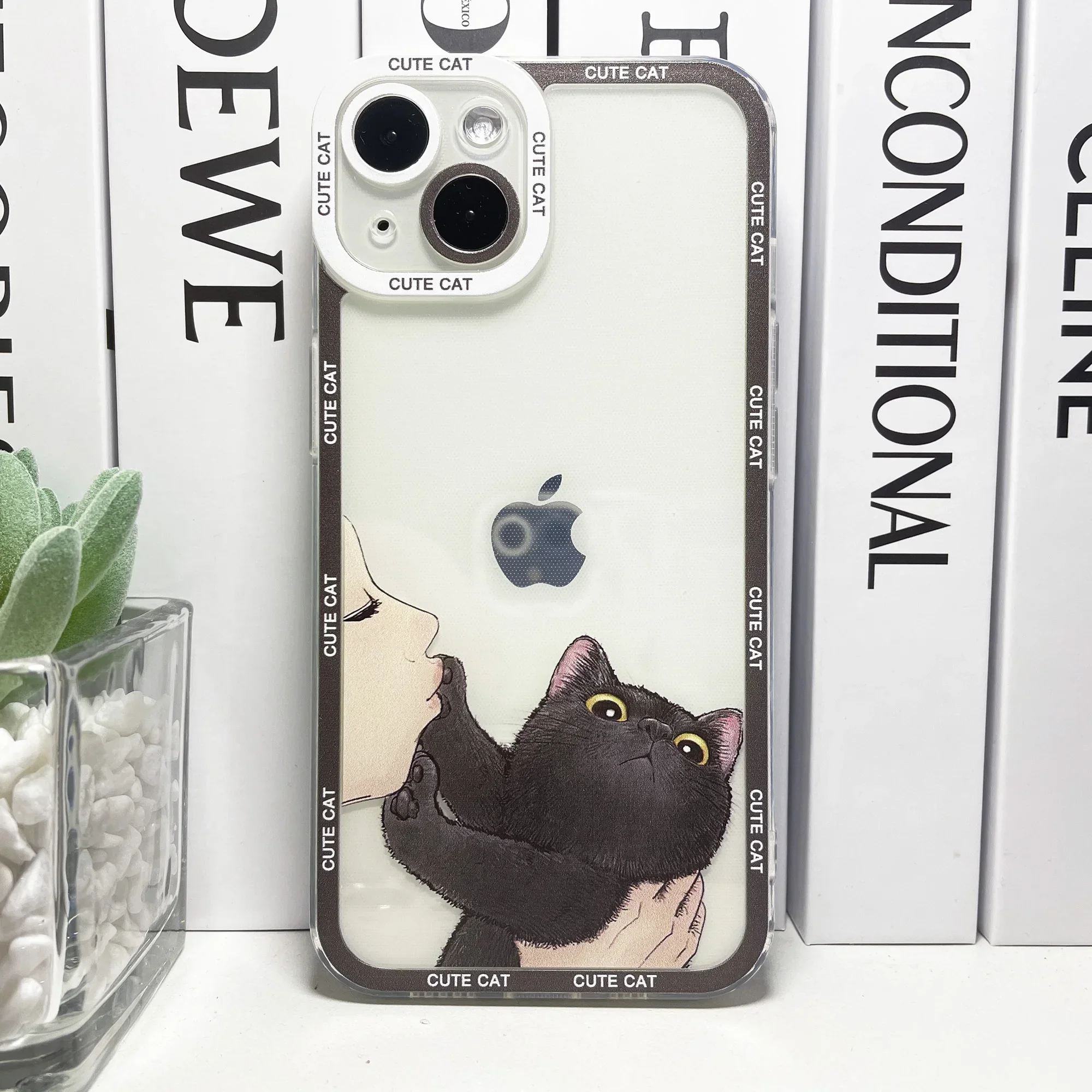 Again Don't Kiss Me Funny Cute Cat Silicone Phone Case For iPhone 16 15 14 13 12 11 Pro Max Mini Plus Soft Cover Anime