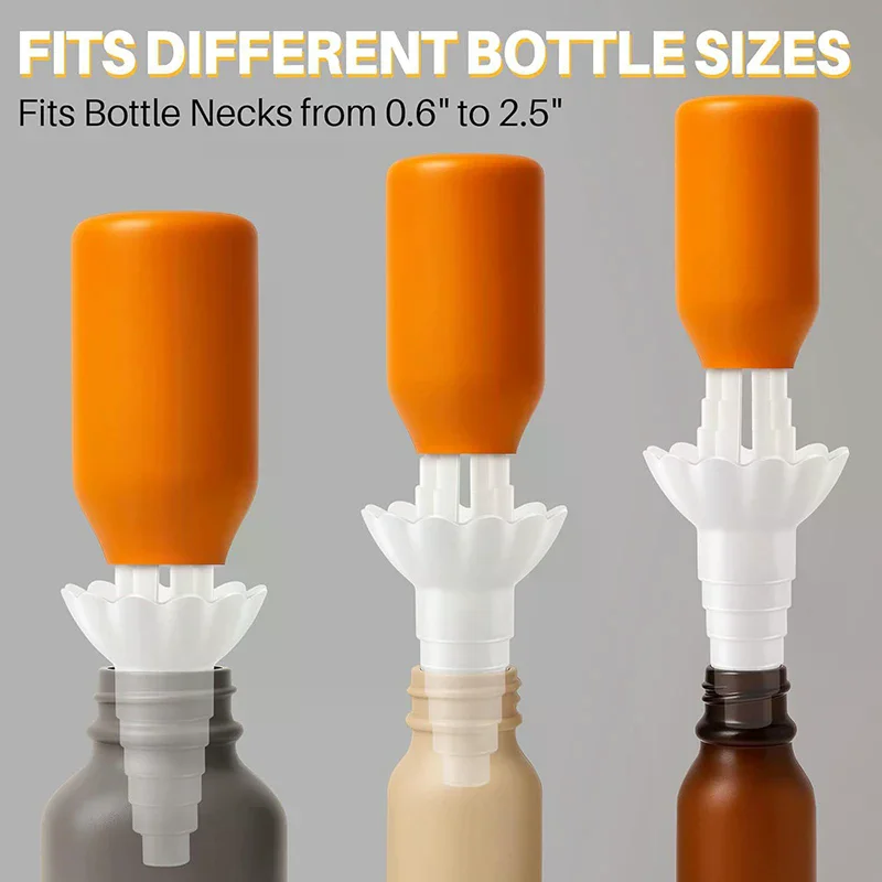 Universal Bottle Emptying Kit - Reusable Liquid Transfer Connector With No Waste Funnel Adapter, Compatible With Soap, Shampoo