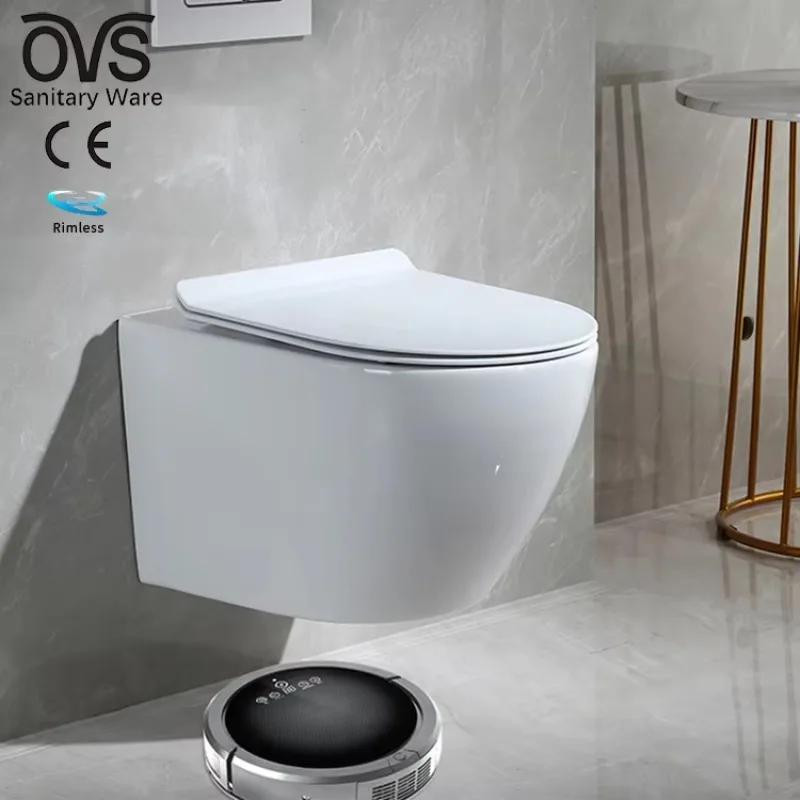 CE CUPC P-Trap 180mm Rough-in One Piece Ceramic Wall Hung Toilet with Concealed Tank for Home Villa Bathroom