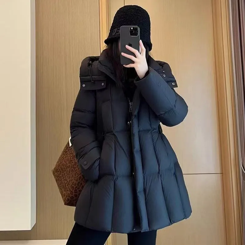 

Осень-зима 2026, новая пуховая хлопковая куртка, женская модная свободная повседневная хлопковая куртка с капюшоном, черная утепленная верхняя одежда, женская