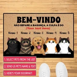 Kişiselleştirilmiş köpek kedi paspas bem-vindo özel Pet Mat halı paspaslar hediye için Pet severler ev isınma dekor aksesuar