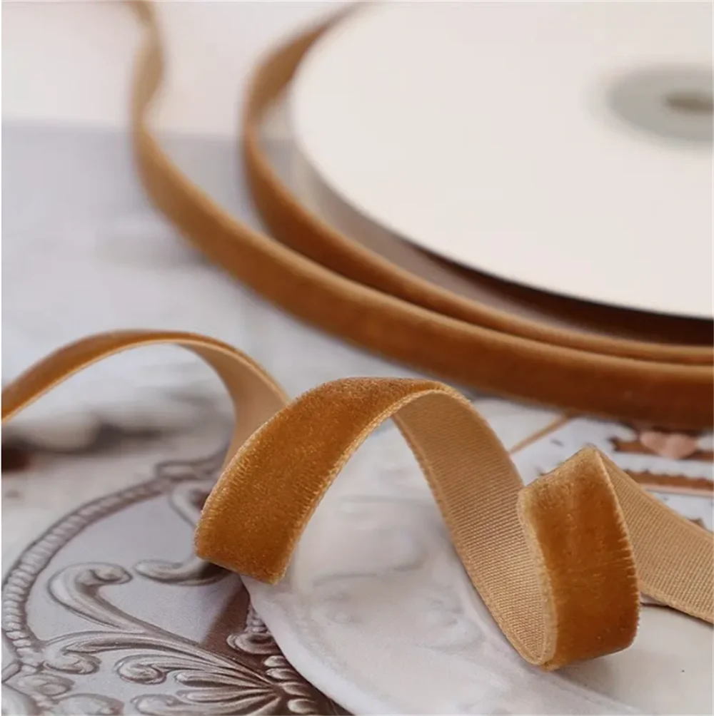 Ginger Nylon Single Face Velvet Ribbon 6MM,9MM,15MM,25MM 38mm