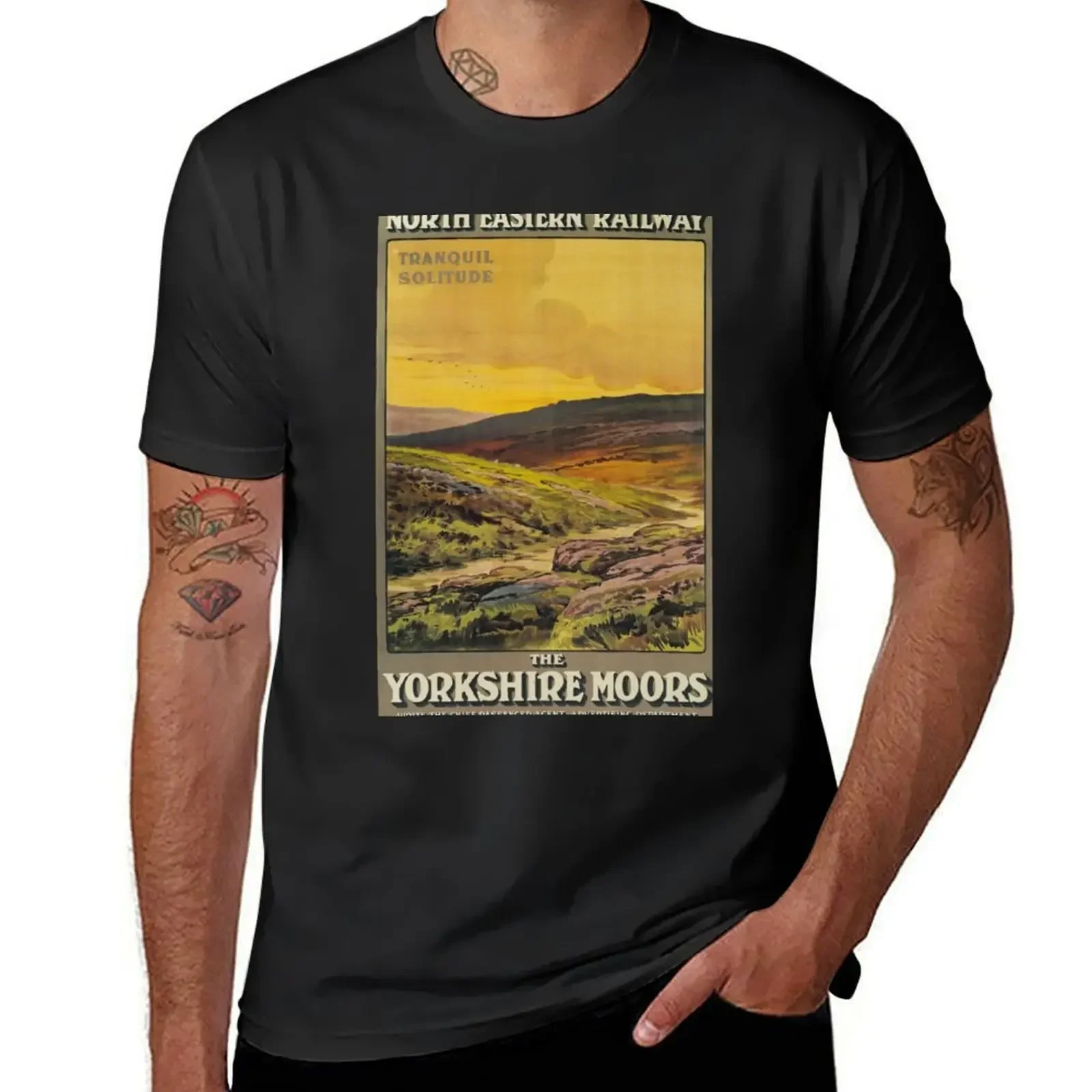 The Yorkshire Moors - NER - Vintage Railway Travel Poster - 1910 T-Shirt graphic t shirt vintage men clothings