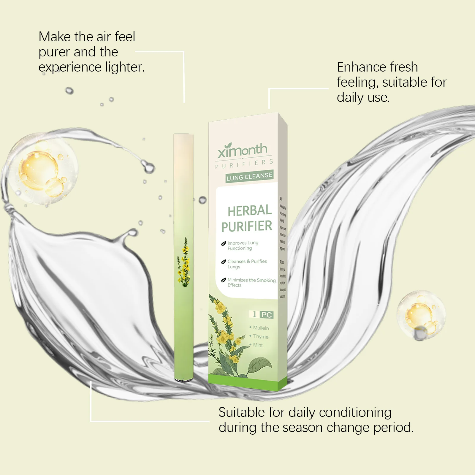 Natural Herbal Breathing Stick Fresh Breath Support Aromatherapy Inhaler Portable Wellness Care Daily Use Travel Work Home view 5
