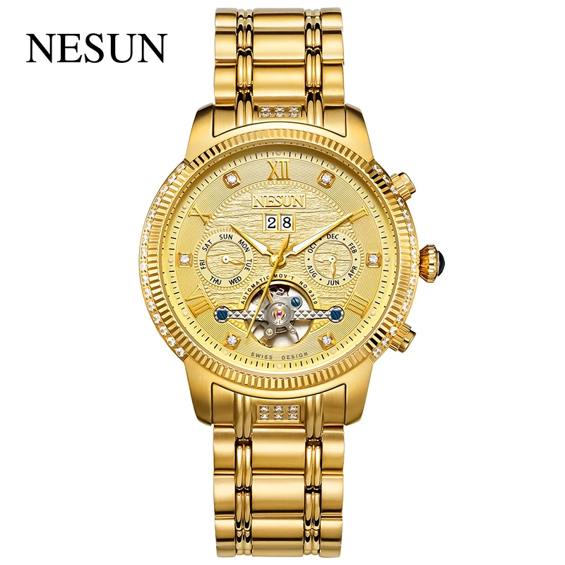 Nesun For Men's Watch Business Automatic Wristwatch Stainless Steel Skeleton Mechanical Male New Montre Automatique Homme Hombre