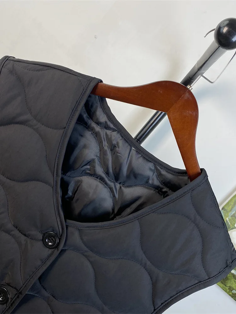 Bla Simple Layered Loose oulder Open-Front Lightweight Cotton Vest Svel Jaet Single-Button Warm Women's Outerwear