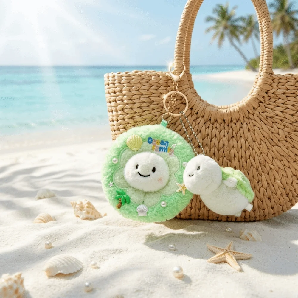 Soft Plush Plush Keychain Fluffy Short Plush Fabric Small and cute Stuffed Doll Bag Pendant Marine Animal Plush