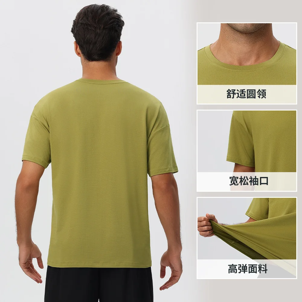 Men's COOLMAX Sweating Sports T-shirt Loose Breathable Running Fitness Outdoor Sports Leisure Short Sleeve T-shirt Top