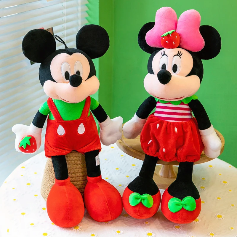 

Mickey and Minnie Plush Toy Couple Set with Strawberry Design – Soft Cuddly Stuffed Animal for Kids Birthday Gift and Throw