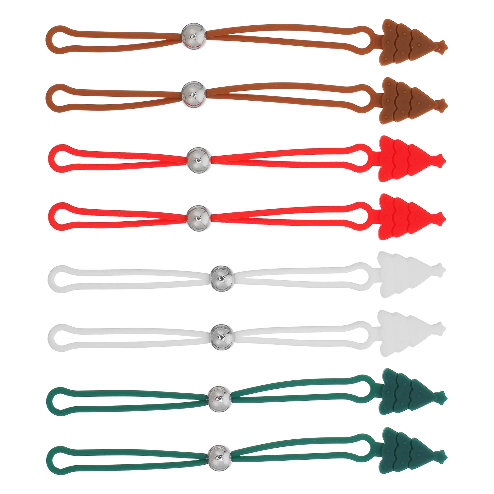 

8Pcs Silicone Ornament Hooks for Christmas Trees Non-Slip Adjustable Reusable Cable Ties Hanging Bauble Crafts Door Decor