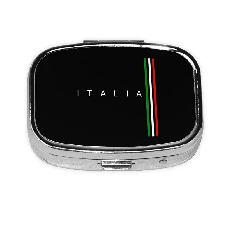 

Футляр для таблеток с флагом Италии, портативный дорожный контейнер для таблеток с итальянским флагом, карманный органайзер для лекарств и витаминов с 2 отделениями