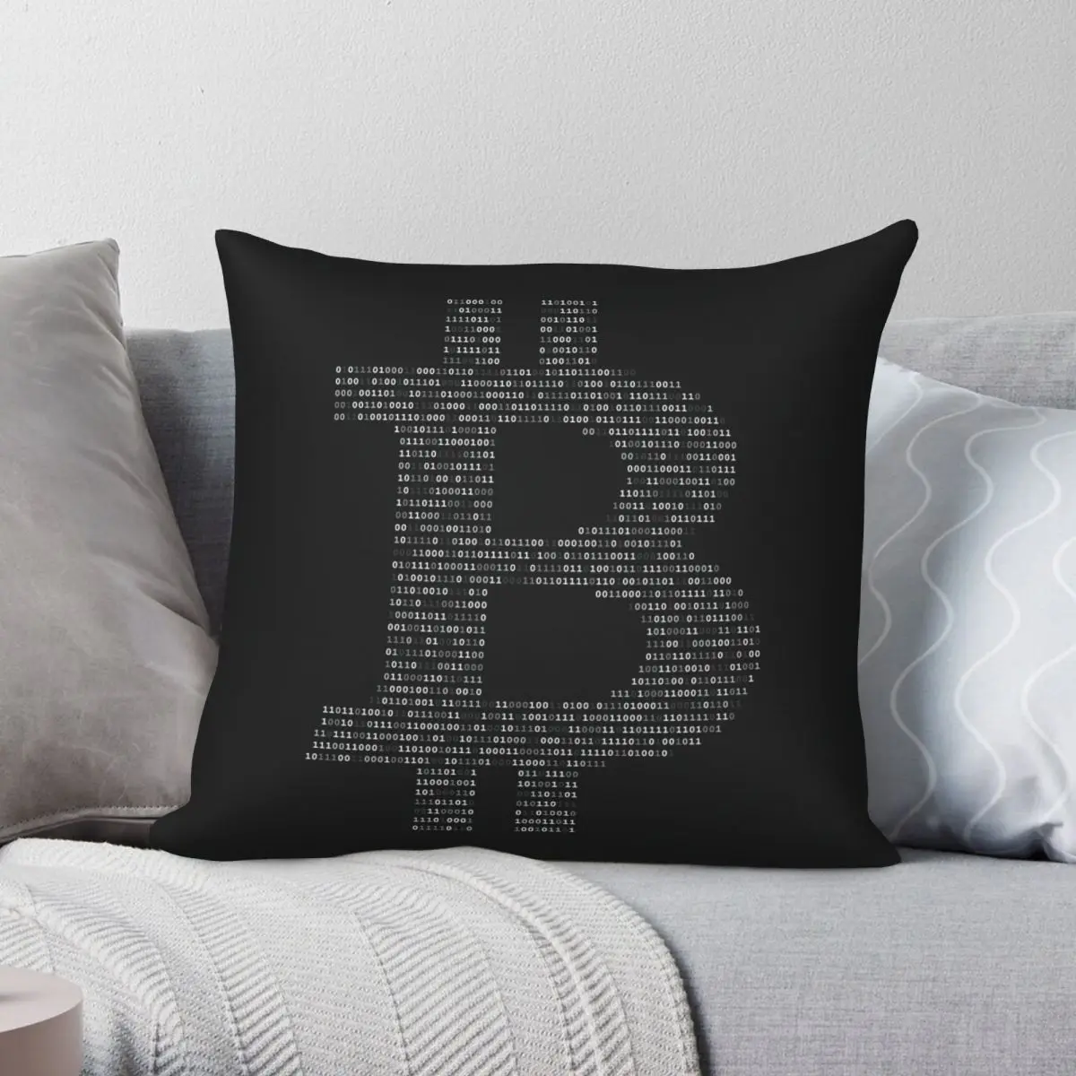 Bitcoin Binary Black Square Pillowcase Polyester Linen Velvet Creative Zip Decor Pillow Case Home Cushion Cover