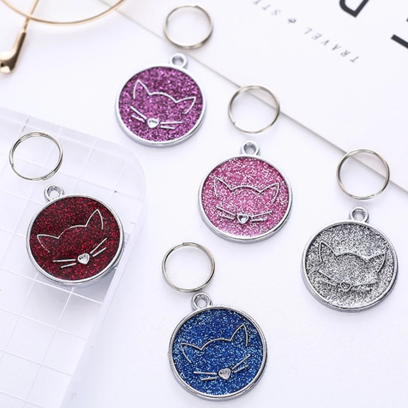 Customizable Dog Collar Address Tags Personalized Pet Cat Dog Id Tag Free Engraved Pet Name Circle Tags Anti-Lost Dog Supplies