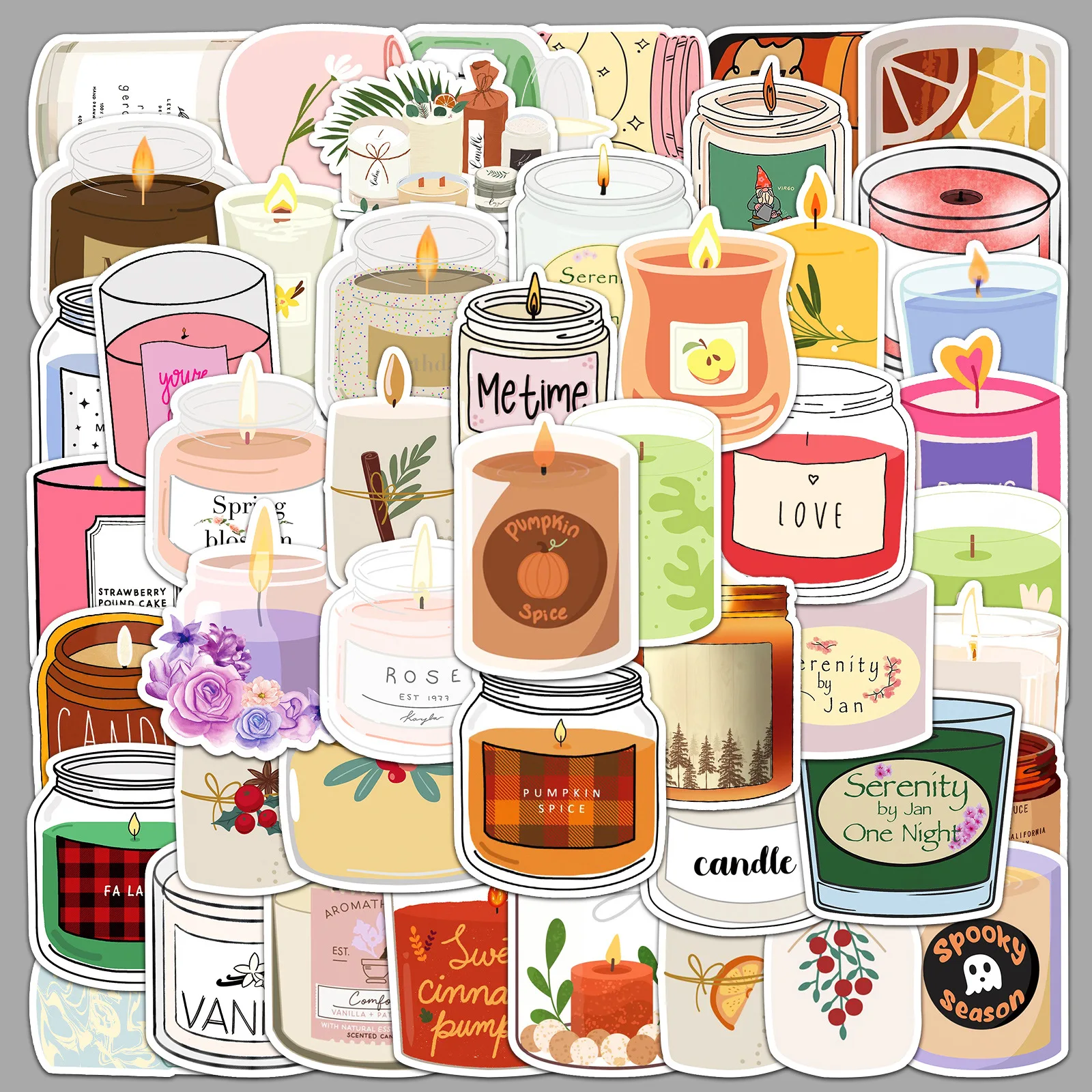 

10/30/50Pcs Aromatherapy Candle Graffiti Stickers Personalized Small Fresh Creative Decorative Stickers DIY Guitar Skateboard