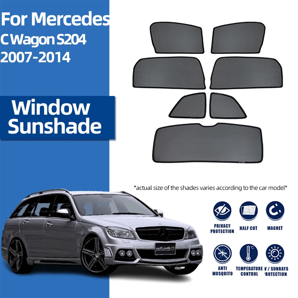 

For Mercedes Benz C Class Wagon S204 2008-2014 Magnetic Car Sunshade Front Windshield Curtain Rear Side Baby Window Sun Shade