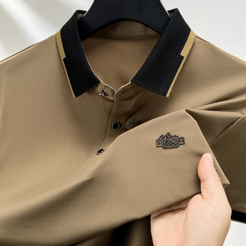 

High end design jacquard short sleeve POLO shirt 2024summer fashion brand men's business casual T-shirt wrinkle resistant top