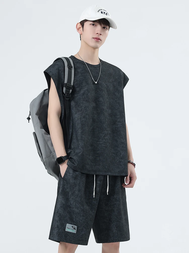 

Спортивный костюм большого размера для мужчин: быстросохнущая одежда для спортзала, бега, баскетбола, утренних тренировок, комплект из майки и шорт