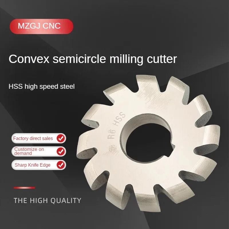 HSS convex semi-circular milling concave arc groove milling cutter, R1R2R3 white steel milling cutter, forming cutter