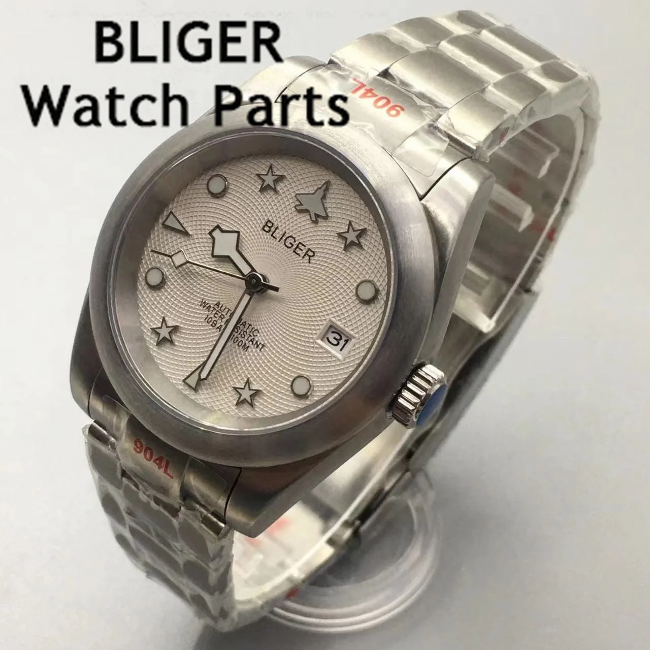 

BLIGER 36mm 39mm Brushed Round Bezel NH35A Movement Mens Watch Gray Whtie Black Blue Dial Jubilee Strap