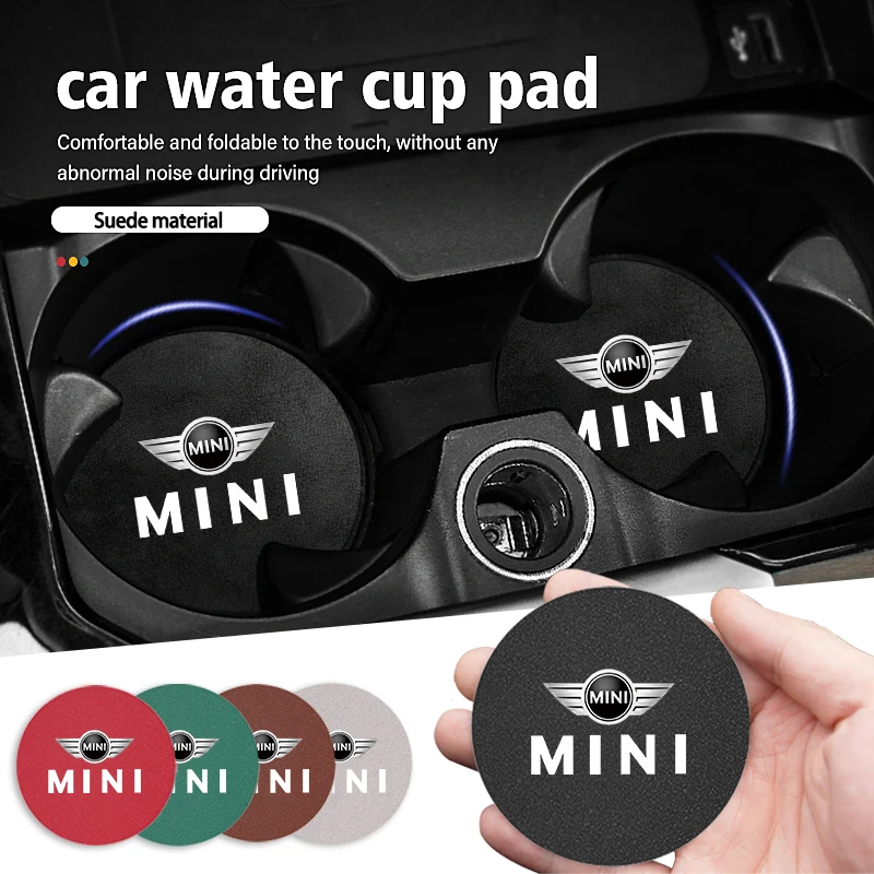 Soporte para botella de agua de coche, alfombrilla antideslizante de gamuza para Mini Cooper JCW Works F54 F55 F56 F57 F60 R50 R52 R53 R55 R56 R57, 2 uds.