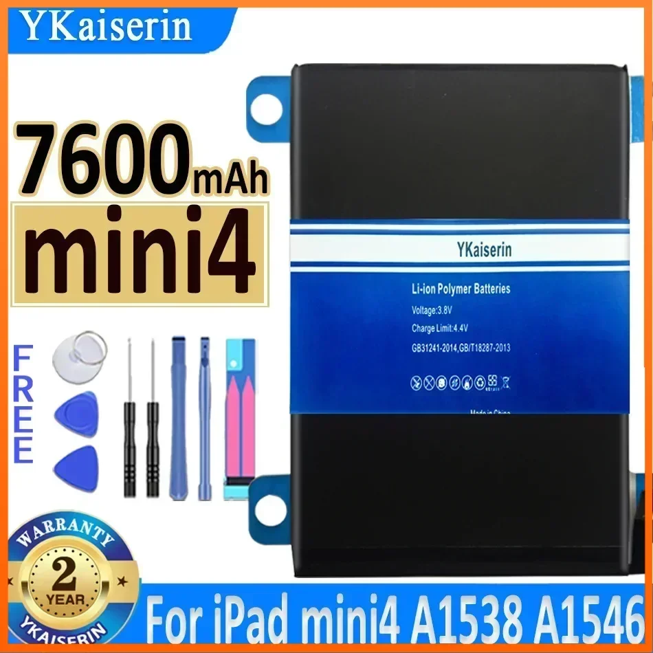 

Литий-ионный аккумулятор для планшета Apple IPad Mini 4 Mini4 A1538 A1546 A1550, запасные аккумуляторы для переноски, 7600 мАч, гарантия + трек-код