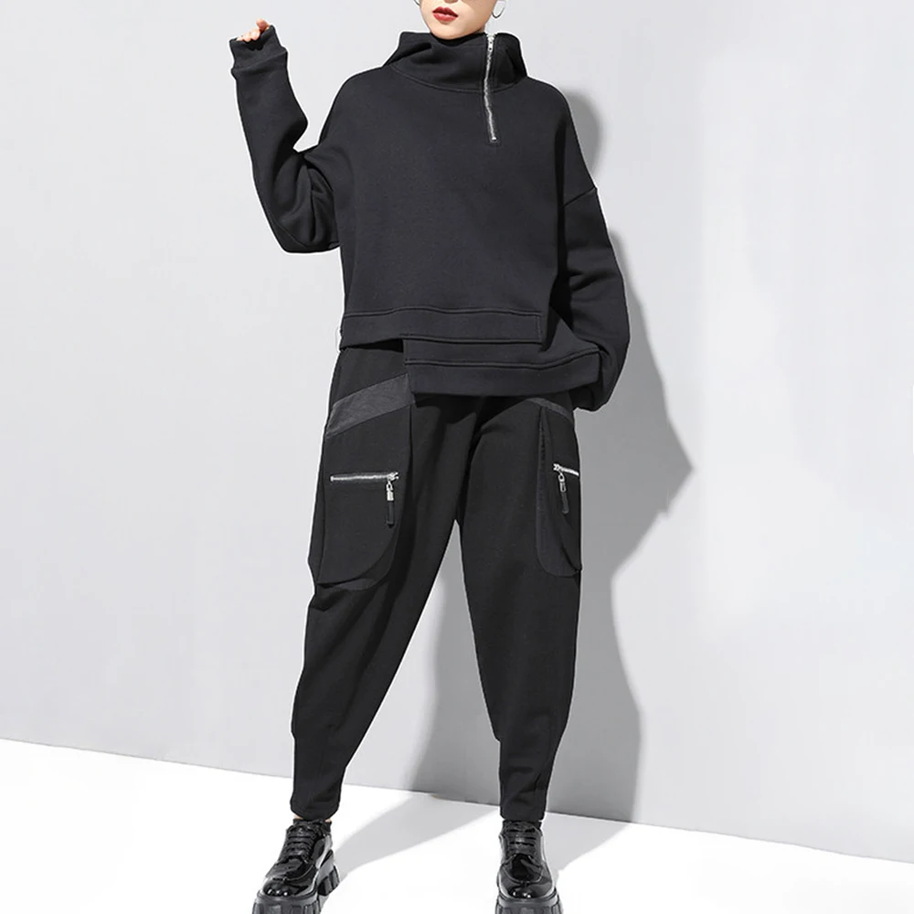 XS-5XL Winter New Men's Irregular Long-Sleeve Sweatshirt American Retro Fashion Trend Street Casual Loose Niche Men's Tops