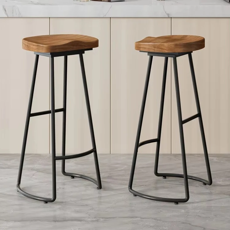 Household bar chair Back chair Outdoor table and chair Coffee milk tea shop Commercial solid wood bar