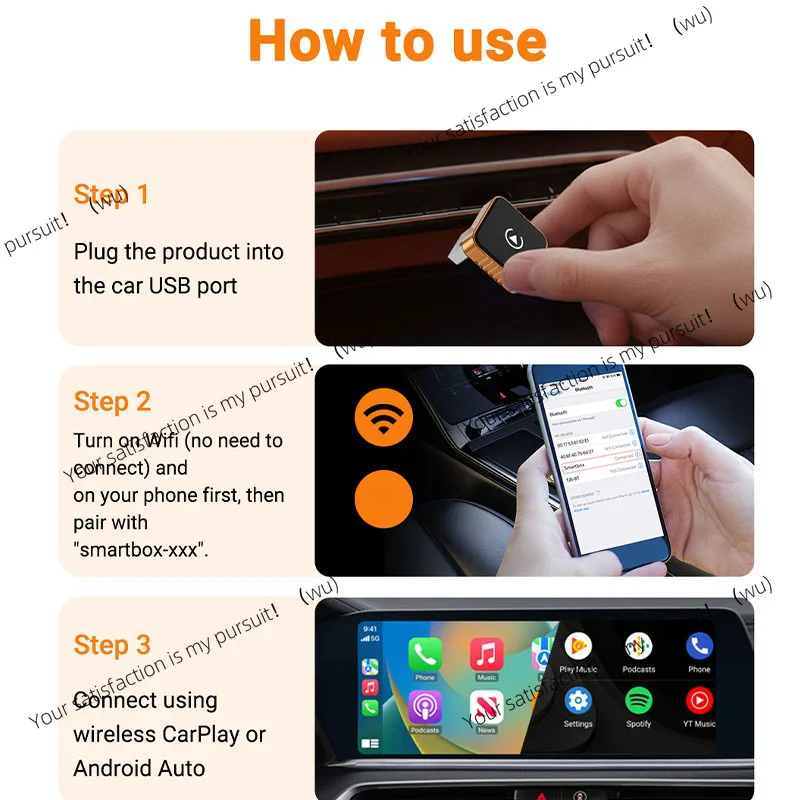 Wireless Carplay and Android Auto 2-in-1 Smart Mini Box, suitable for Toyota, Volvo, Mercedes-Benz, MG, Kia, Mazda, Ford