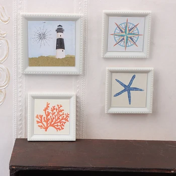 1/12 인형의 집 미니 사진 그림 벽화 벽 그림, 인형의 집 홈 장식, 가구 액세서리