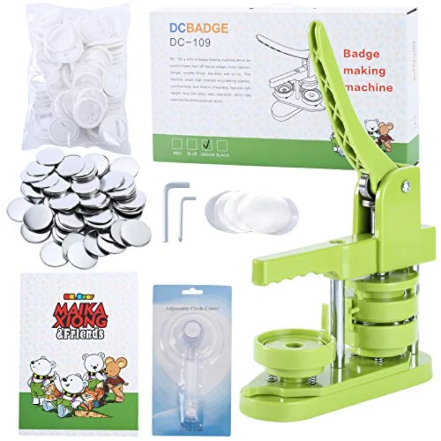 

Button Maker Machine 58mm 2.25 in Installation-Free DIY Button Pin Maker Machine Badge Punch Press with Free 100pcs Badge Suppl