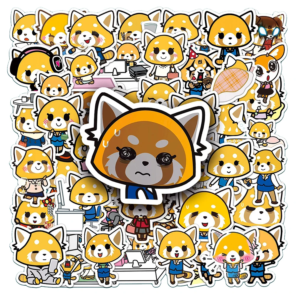 

10/30/50pcs Cute Sanrio Anime Aggretsuko Stickers Funny Cartoon Decals for Kids Toy Water Bottle Guitar Phone Waterproof Sticker