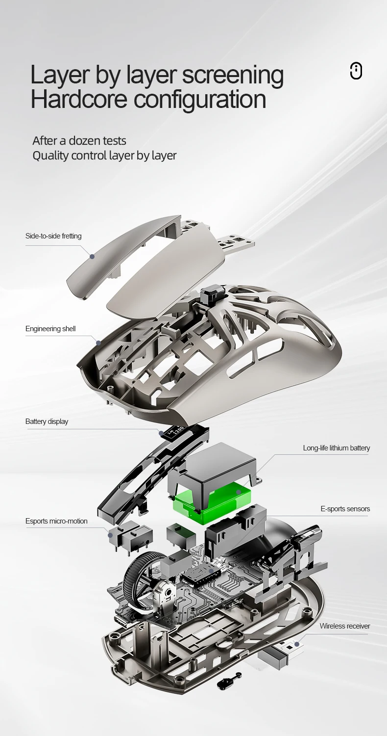 SMAILWOLF RS8 Bluetooth Kabellose 2,4G Gaming-Maus Drei-Modus Leichtgewicht PAW3311 E-Sports-Spiel 1K Rücklaufrate 10000DPI Computer – Detail 5