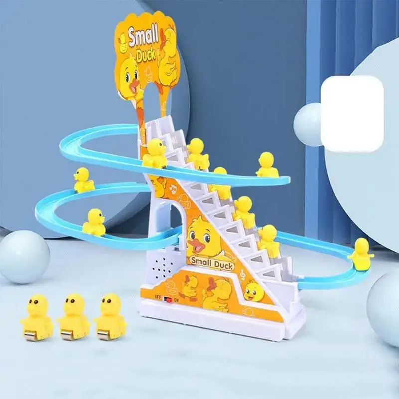 

Baby Toys Electric Duck Track Slide Toys Boys Girls Electric Climbing Stairs Toy LED Lights Musical Slide Toys for Children Kids