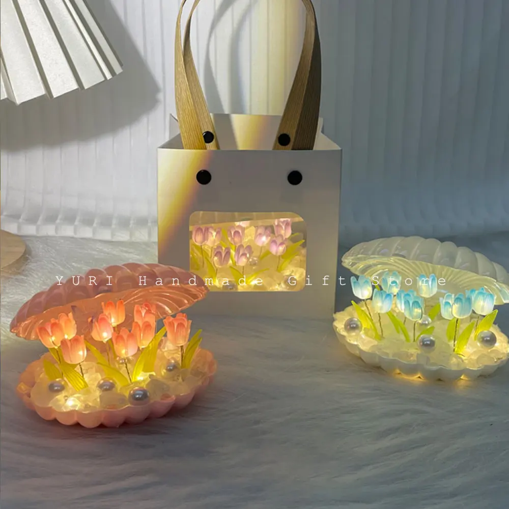 Imagem -06 - Tulip Shell Nightlight para Menina Material Faça Você Mesmo Artesanal Lâmpada para Atmosfera do Quarto Decoração para Casa Dia dos Namorados Presente de Aniversário