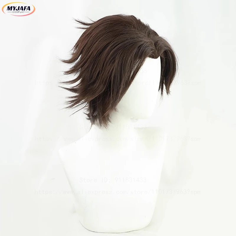 Game LOL Arcane Viktor Cosplay Wig The Machine Herald Viktor Short Brown Heat Resistant Synthetic Hair Anime Wigs + Wig Cap
