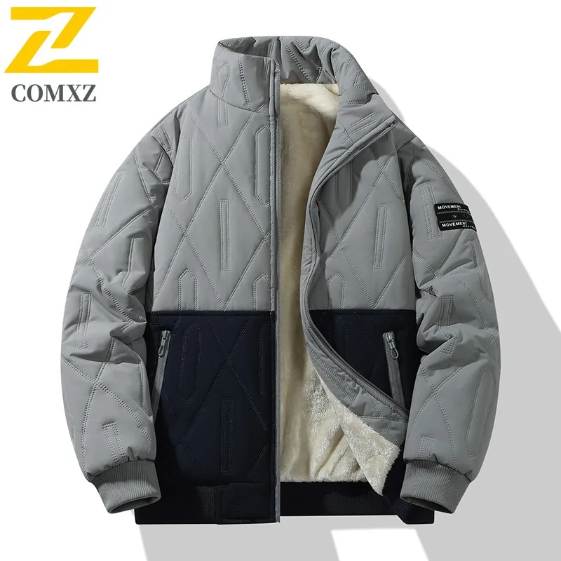 

COMXZ Men Parker Coat Warm Baseball Motion Winter Thick Cotton Padded Coat Outdoor Hiking Skiing Windproof Cold Weather Parka