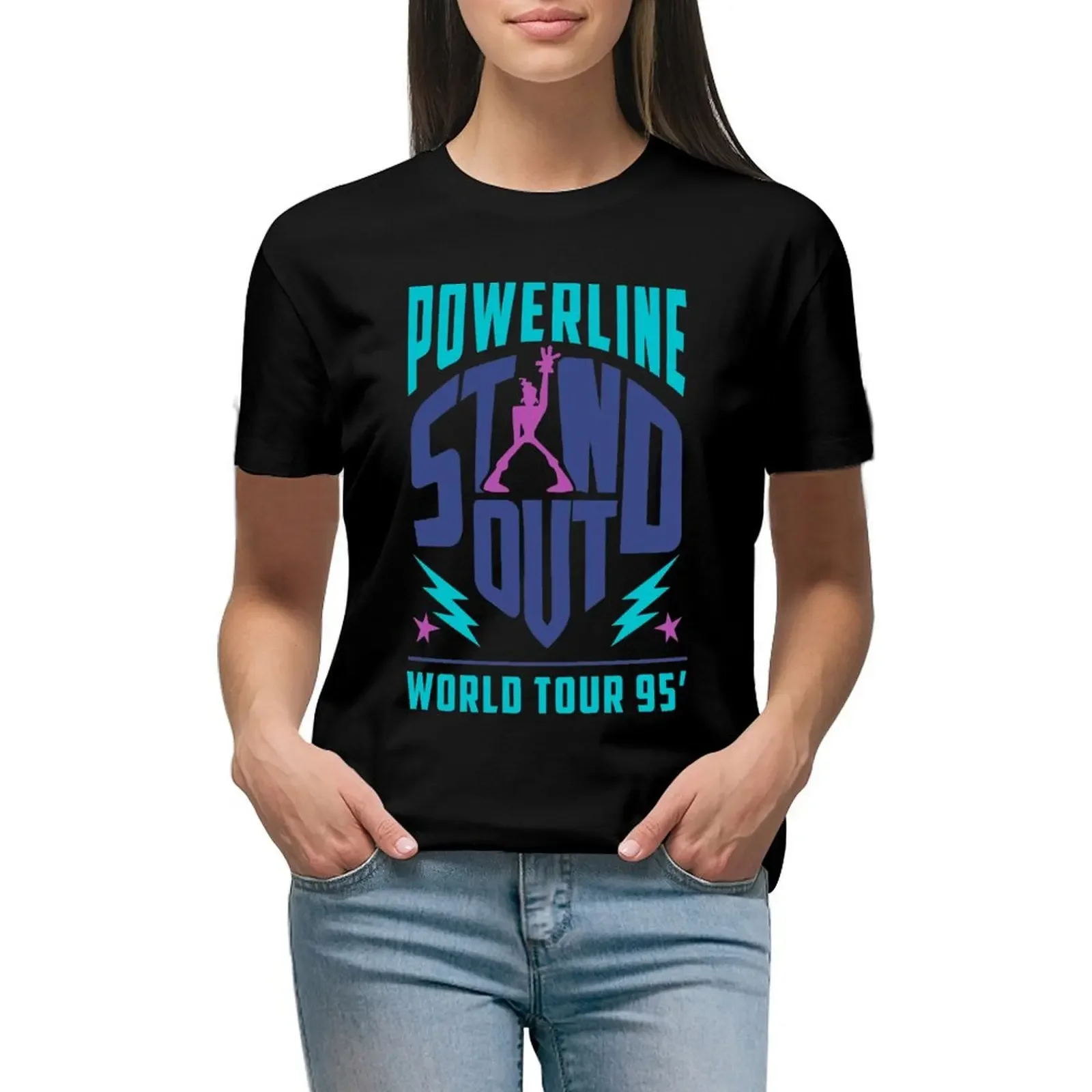 

STAND OUT Powerline World Tour T-Shirt customs sweat customizeds kawaii clothes workout t shirts for Women