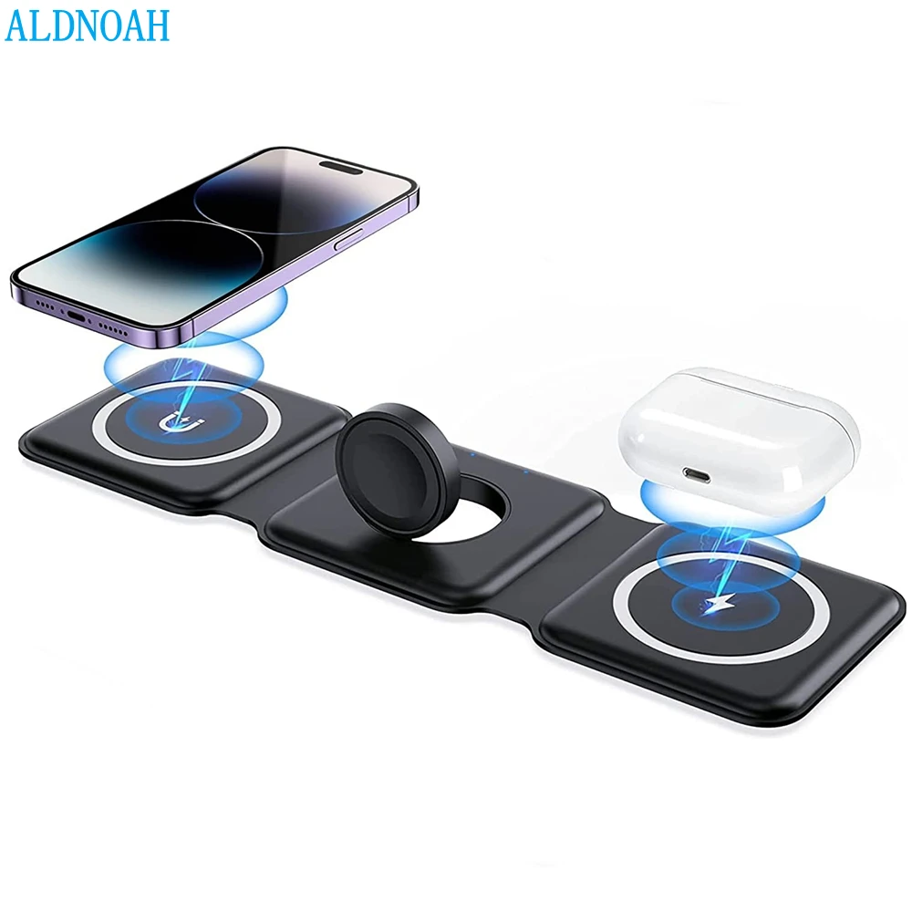 

30W 3 in 1 Magnetic Wireless Charger Stand Foldable for iPhone 14 13 12 Pro Max Airpods iWatch 8 7 Fast Charging Dock Station