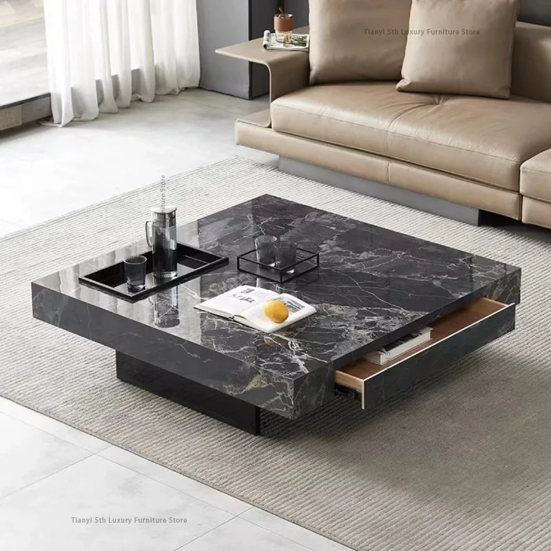 Mesa de centro minimalista italiana, mesas de centro francesas de diseño de alta gama para villa, muebles para sala de estar, Mesa De Centro Elevable FYCT