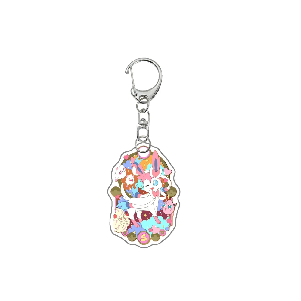 Pokemon Anime Eevee Umbreon Jolteon Leafeon Sylveon Glaceon Flareon Vaporeon Espeon Cartoon Acrylic Keychain Pendant Decoration