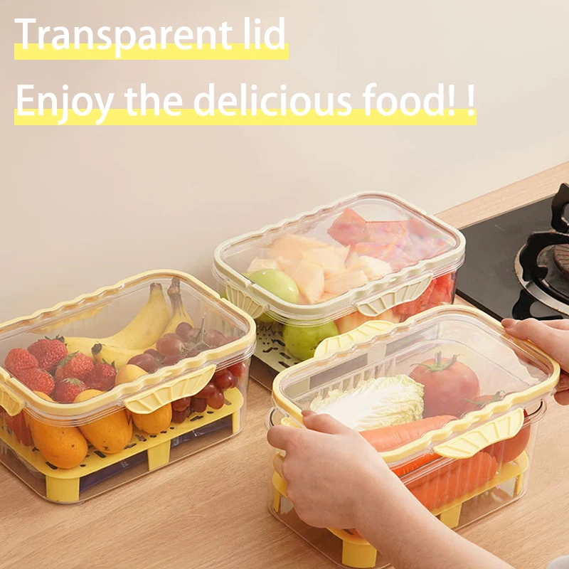 Portable Fresh-Keeping Box Transparent Sealing Large Capacity Food Fruits Vegetables Fresh Preservation Box For School Camping