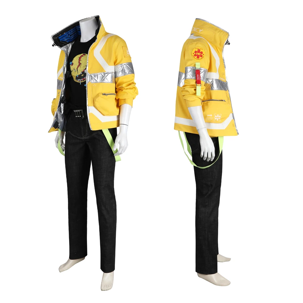 Game David Martinez Cosplay Costumes Yellow Luminous Coat Anime CYBERPUNK EDGERUNNERS Role Play Halloween Party Jackets For Man