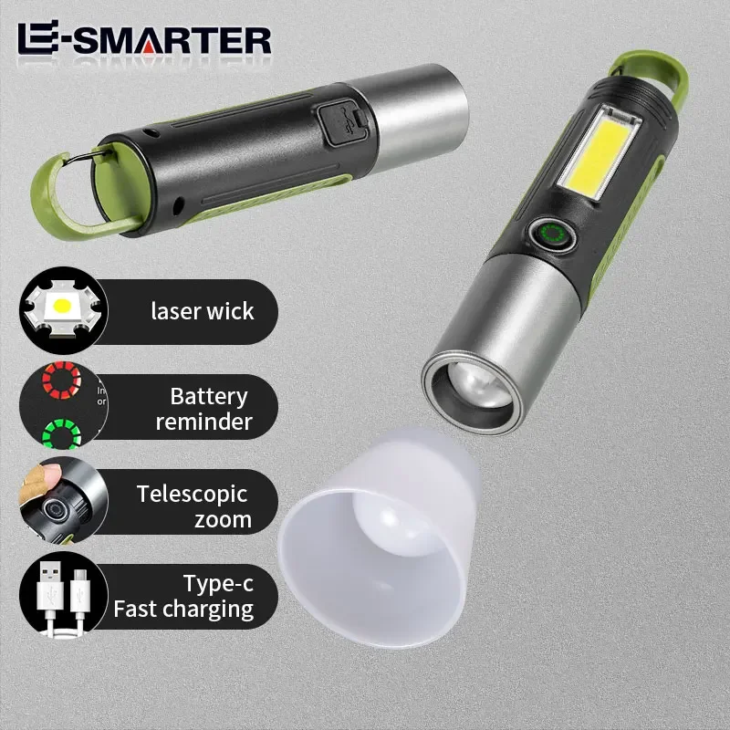 Outdoor Portable Flashlight Strong Light Variable Focus with Floodlight Side Lights Home Portable LED Flashlights Camping