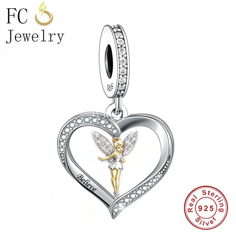 

FC Jewelry Fit Original Charm Bracelet Authentic 925 Sterling Silver Love Heart Fairy Elf Believe Bead For Making Women Berloque