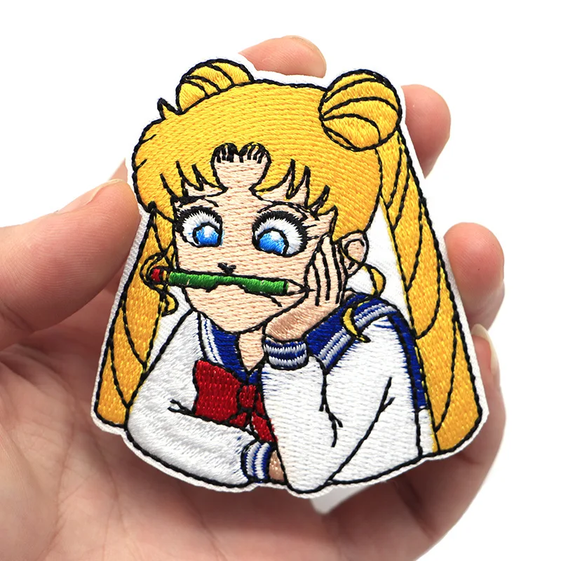 Sailor Moon Patches Mercury Mars Jupiter Venus Uranus Neptune Embroidery Iron On Applique Clothing Handmade DIY Garment figure